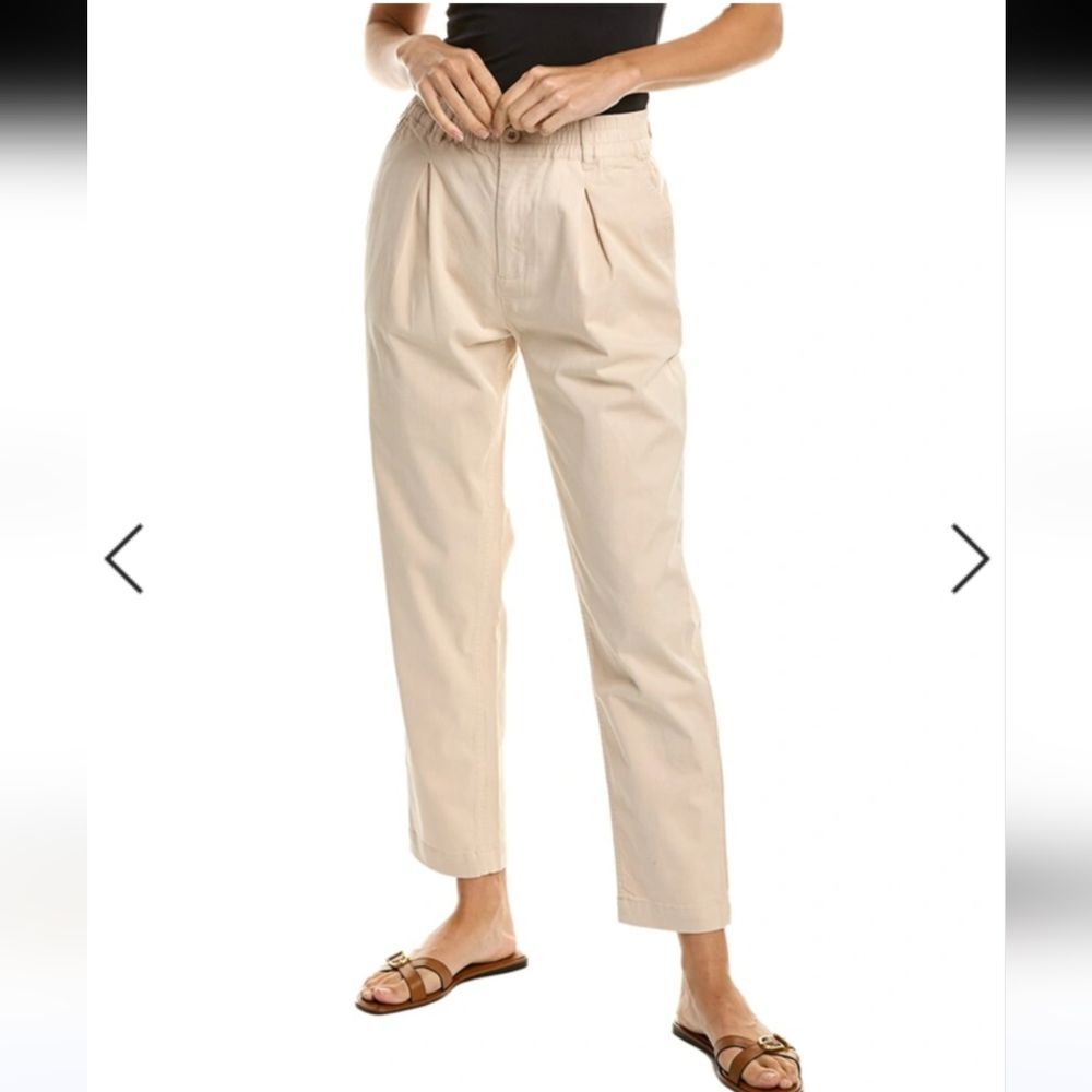 NWT Michael Stars Penny neutral beige pleaded cotton stretch twill Chino pants M